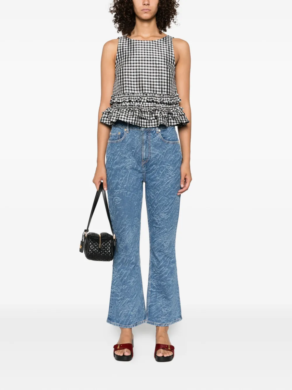 GANNI Jeans met textuur en vijf zakken Blauw