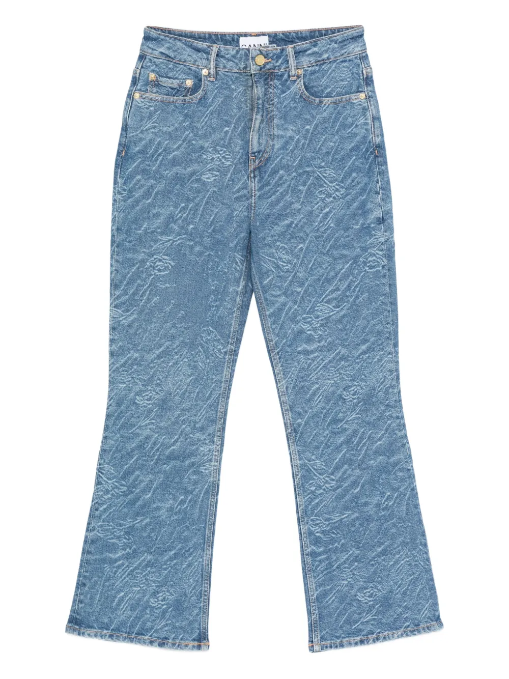 GANNI Jeans met textuur en vijf zakken Blauw