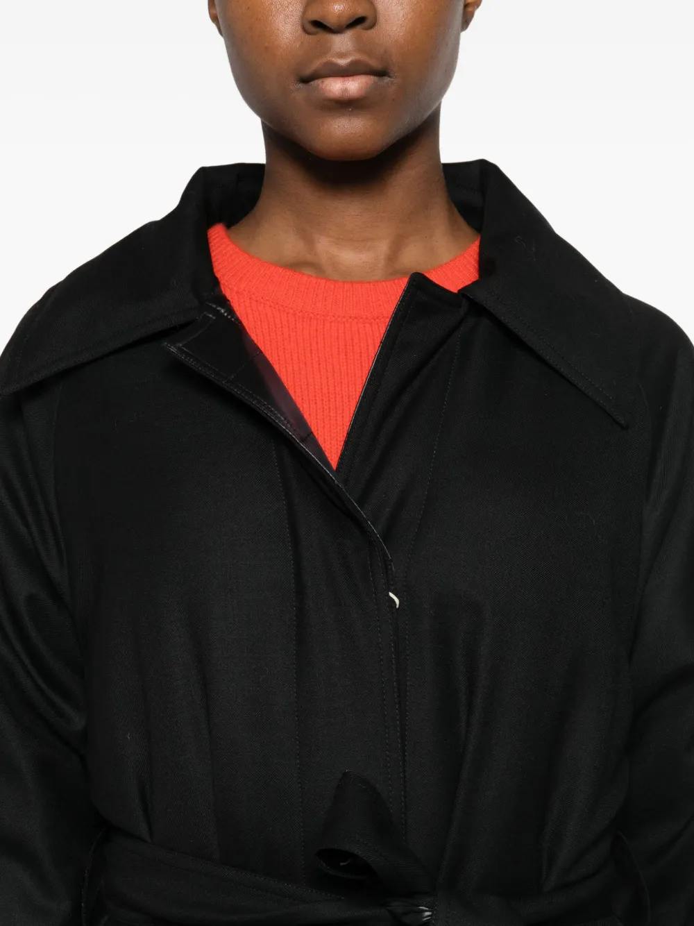 Herno Belted Gabardine Coat In Black