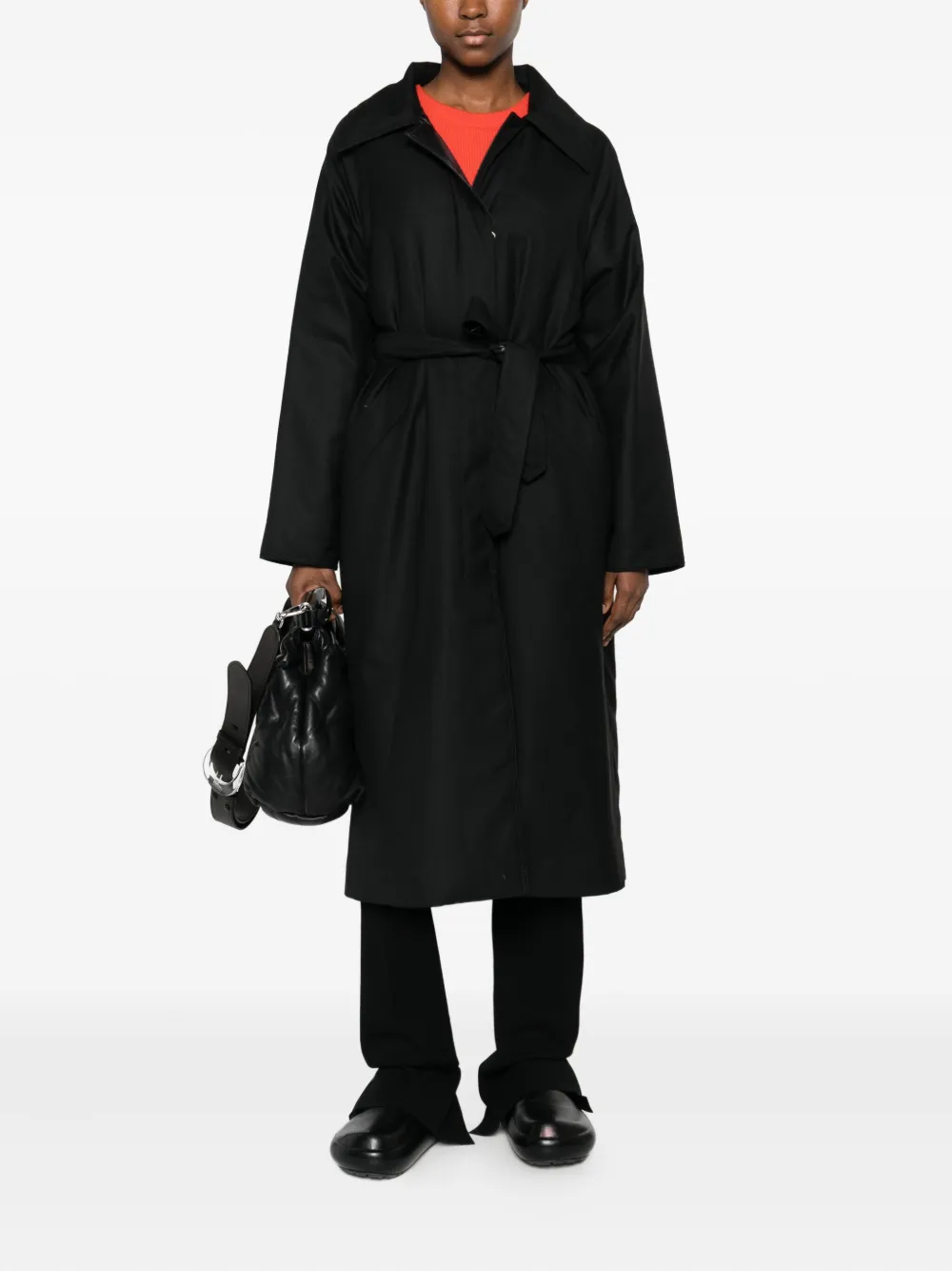 Herno Belted Gabardine Coat In Black