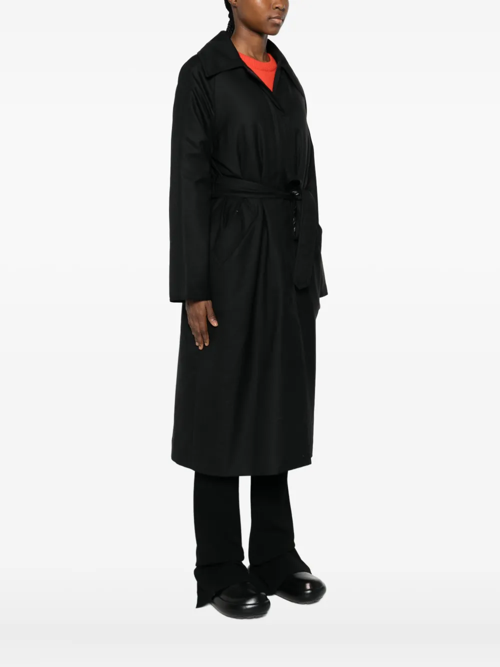Herno Belted Gabardine Coat In Black