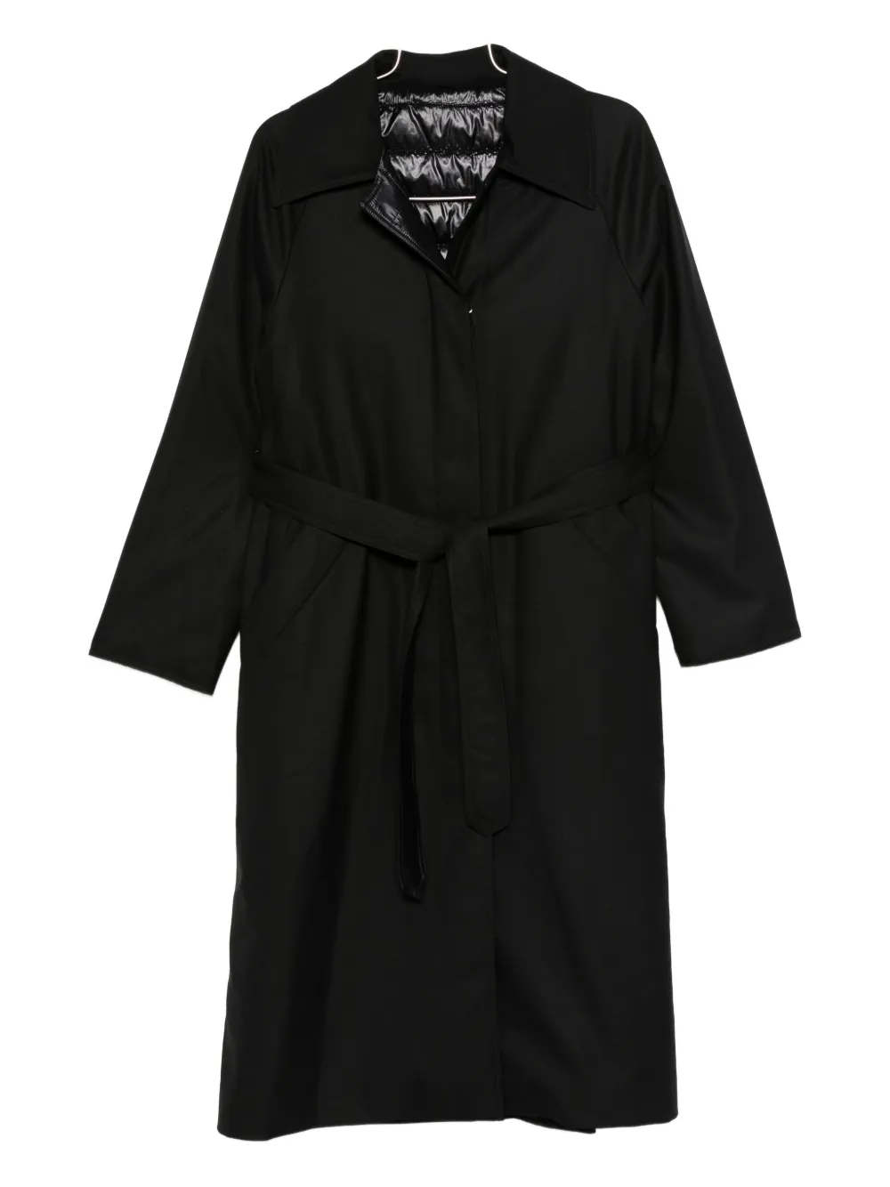 Herno Belted Gabardine Coat In Black