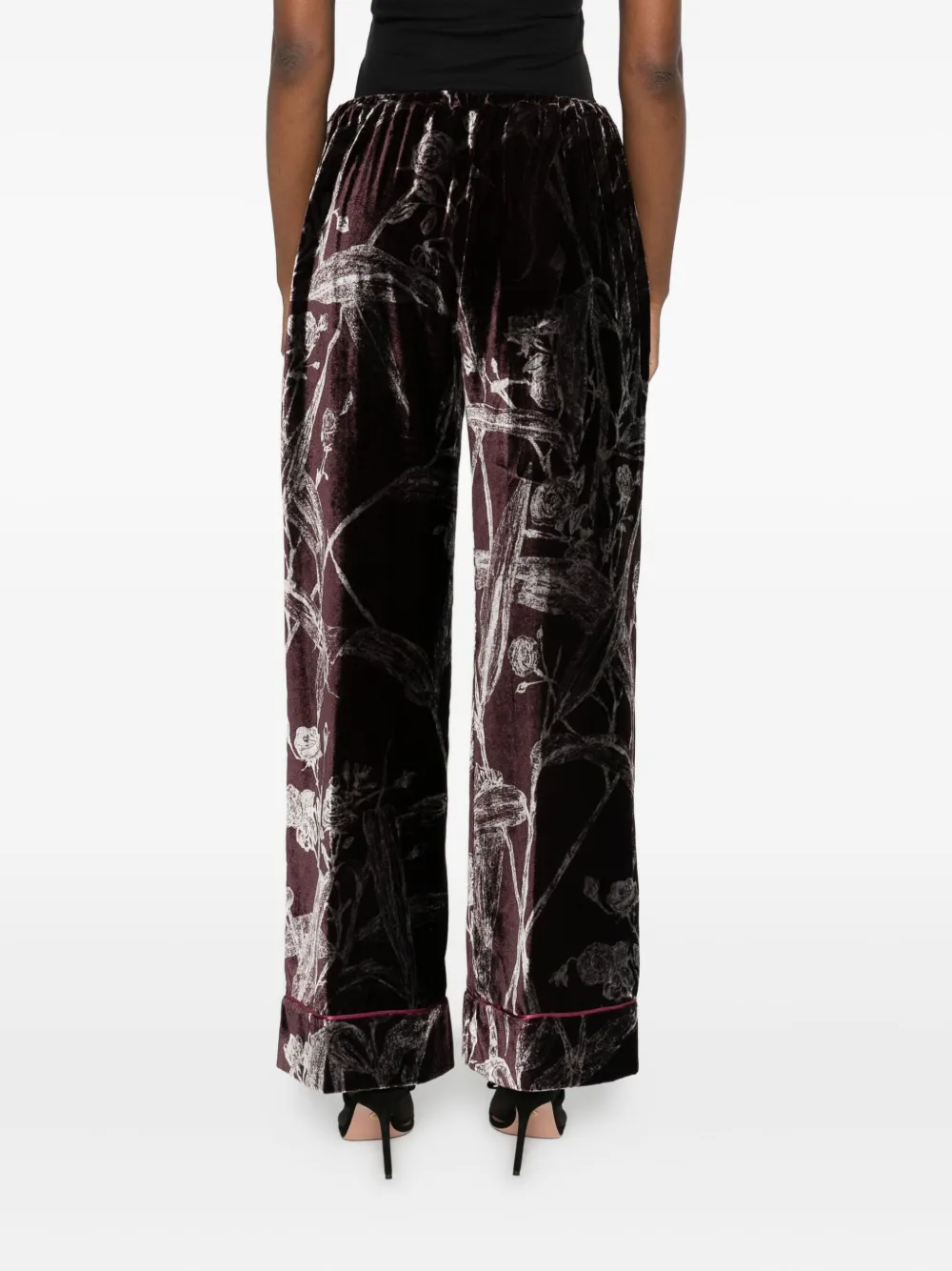 La DoubleJ Fluwelen broek met bloemen Rood