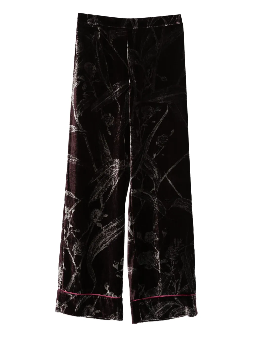 La DoubleJ velvet floral trousers | Red | Image 1