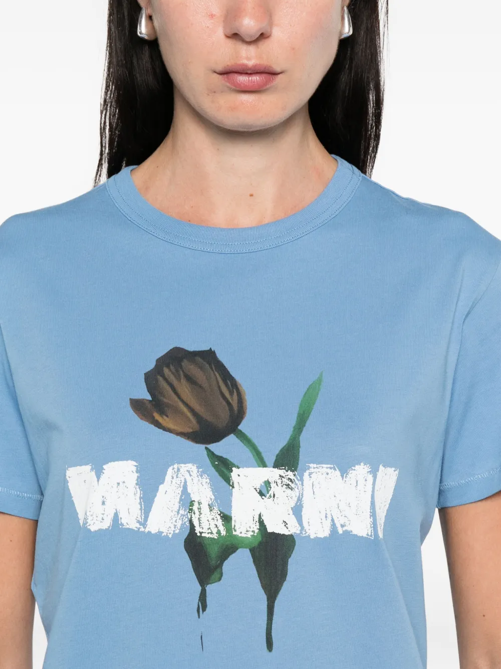Marni T-shirt met bloemenprint Blauw