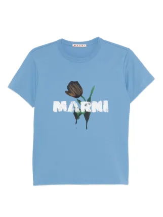 Marni flower-print T-shirt | Blue | FARFETCH