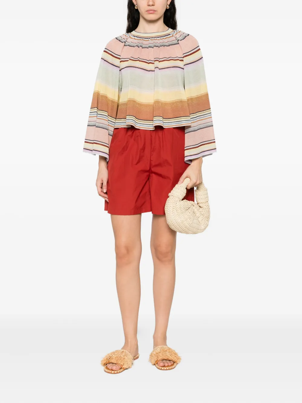 Zimmermann Coco Pleated Striped Top In Multi