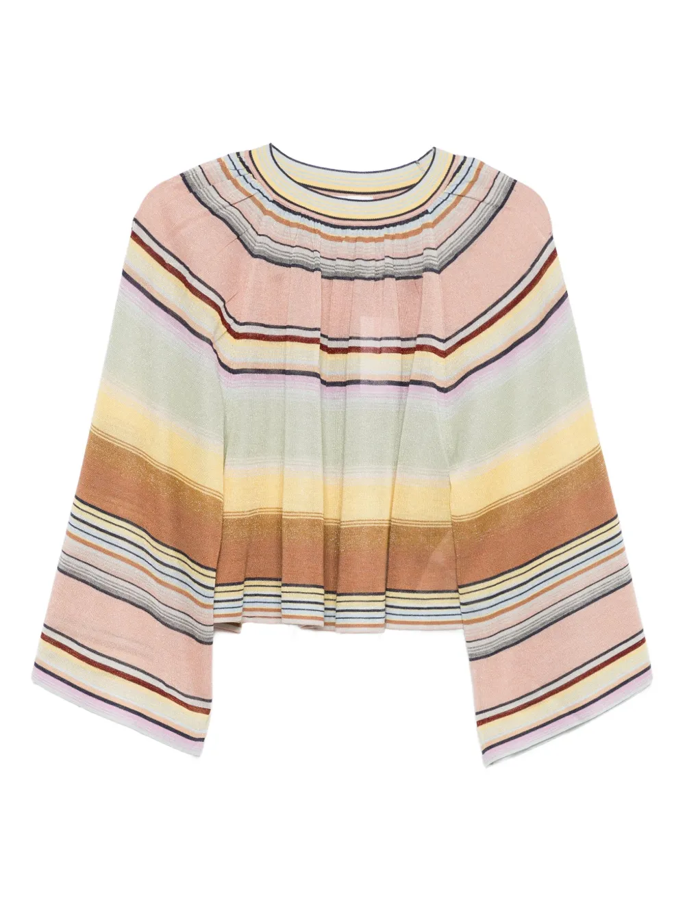 Zimmermann Coco Pleated Striped Top In Multi