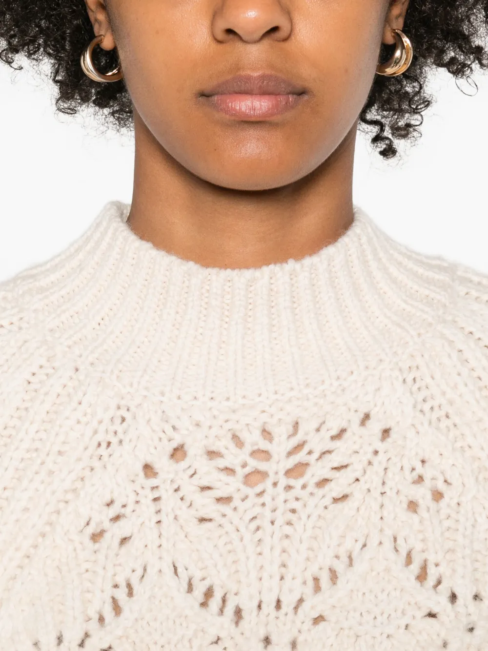 ZIMMERMANN Trui met hoge hals en bladerpatroon Beige