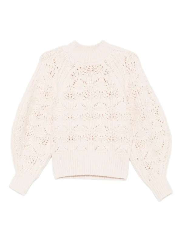 Zimmermann Leaf-pattern High-neck Sweater in Neutrals