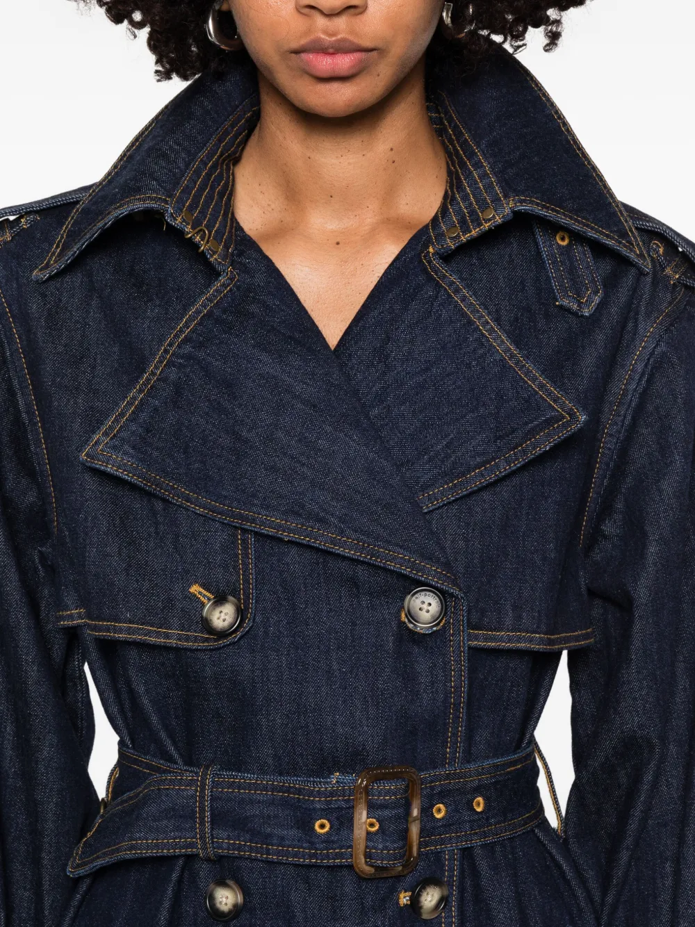 Self-Portrait Jas met dubbele rij knopen Blauw