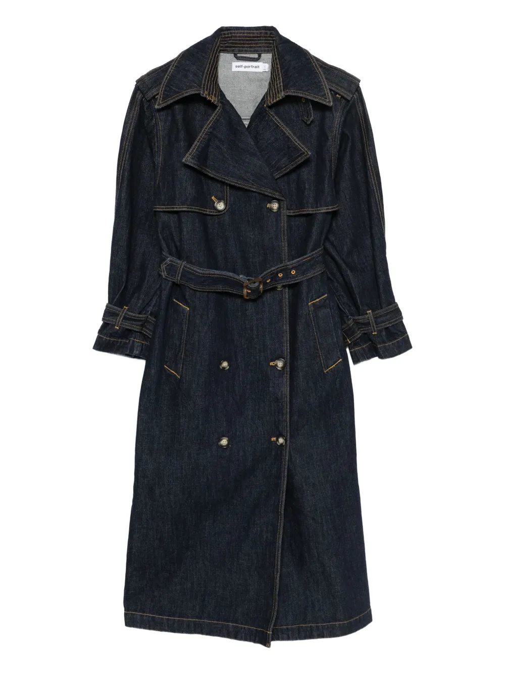 Self-Portrait belted double-breasted coat | Blue | Image 1