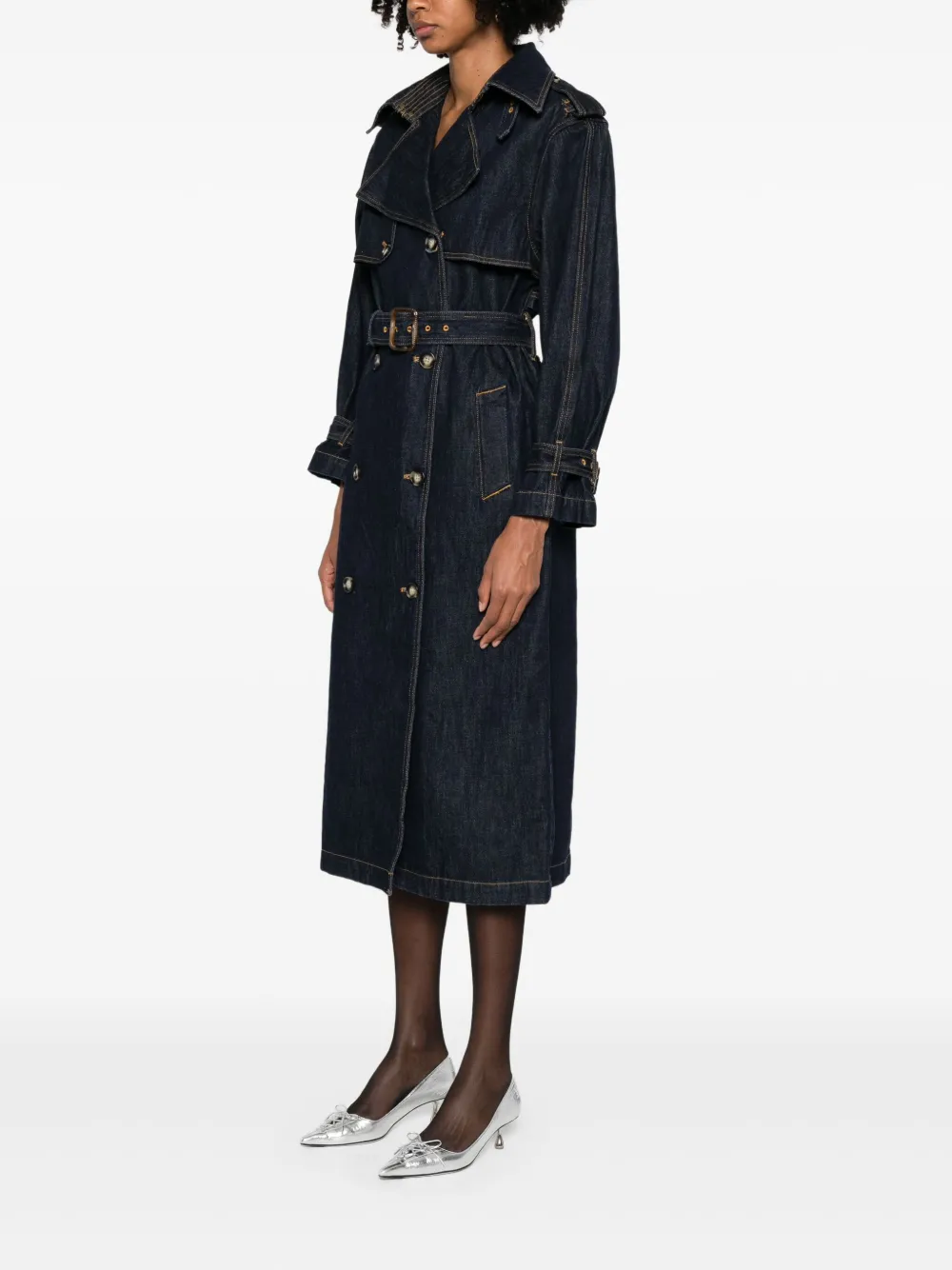 Self-Portrait Jas met dubbele rij knopen Blauw