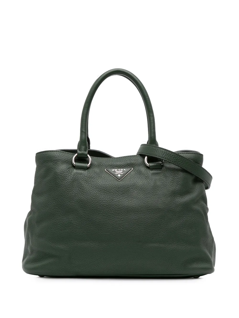 Prada Pre-Owned 2000-2024 Vitello Daino Open Convertible Tote satchel | Green | Image 1