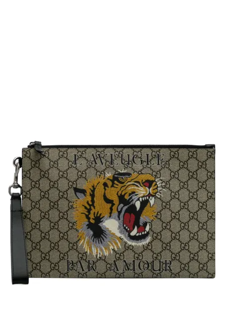 Gucci Pre-Owned 2000-2015 GG Supreme Tiger clutch bag