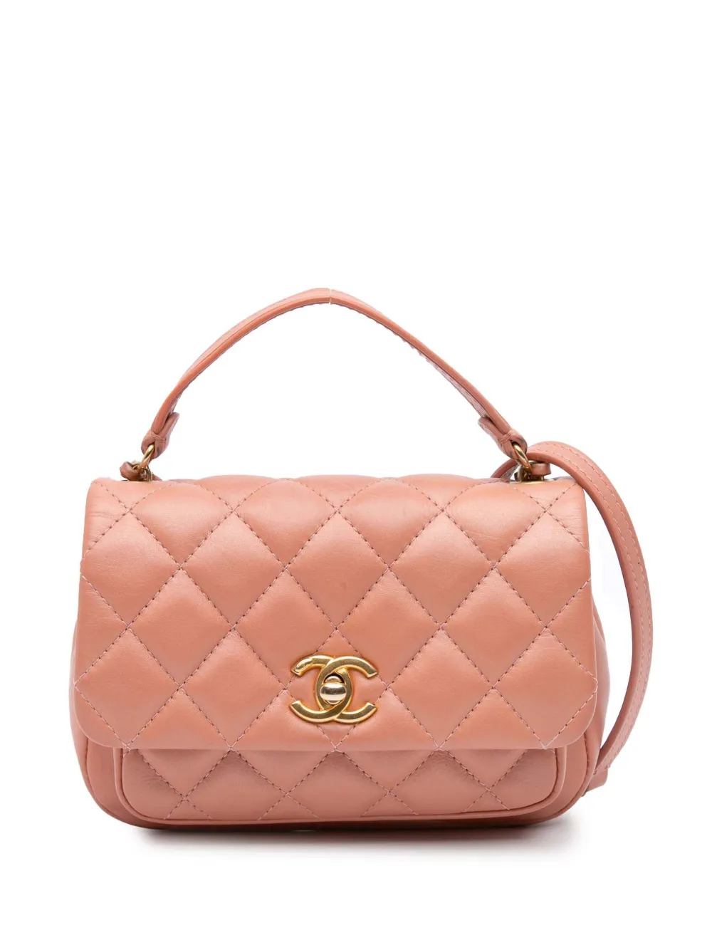 CHANEL Pre-Owned 2019 Mini Lambskin Business Affinity Top Handle Bag satchel | Pink | Image 1