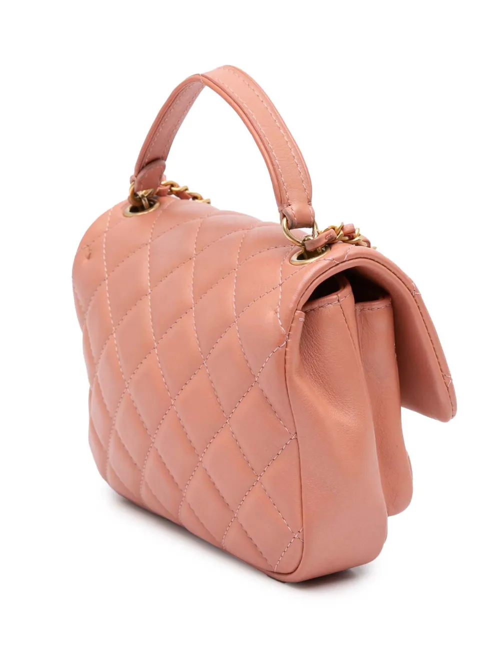 Pre-owned Chanel 2019 Mini Lambskin Business Affinity Top Handle Bag Satchel In Pink