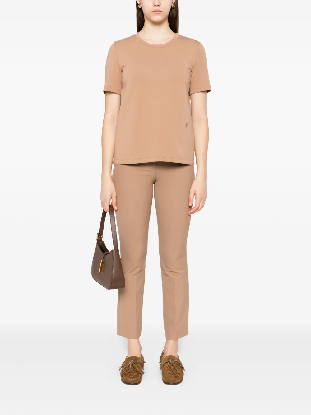 'S Max Mara T-shirt met geborduurd logo Bruin