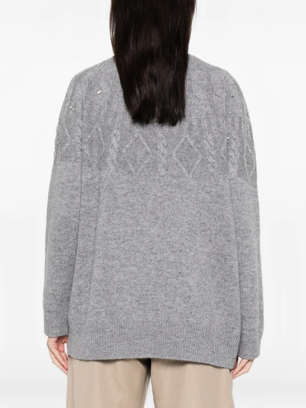 Marina Rinaldi Embellished Sweater In Gray