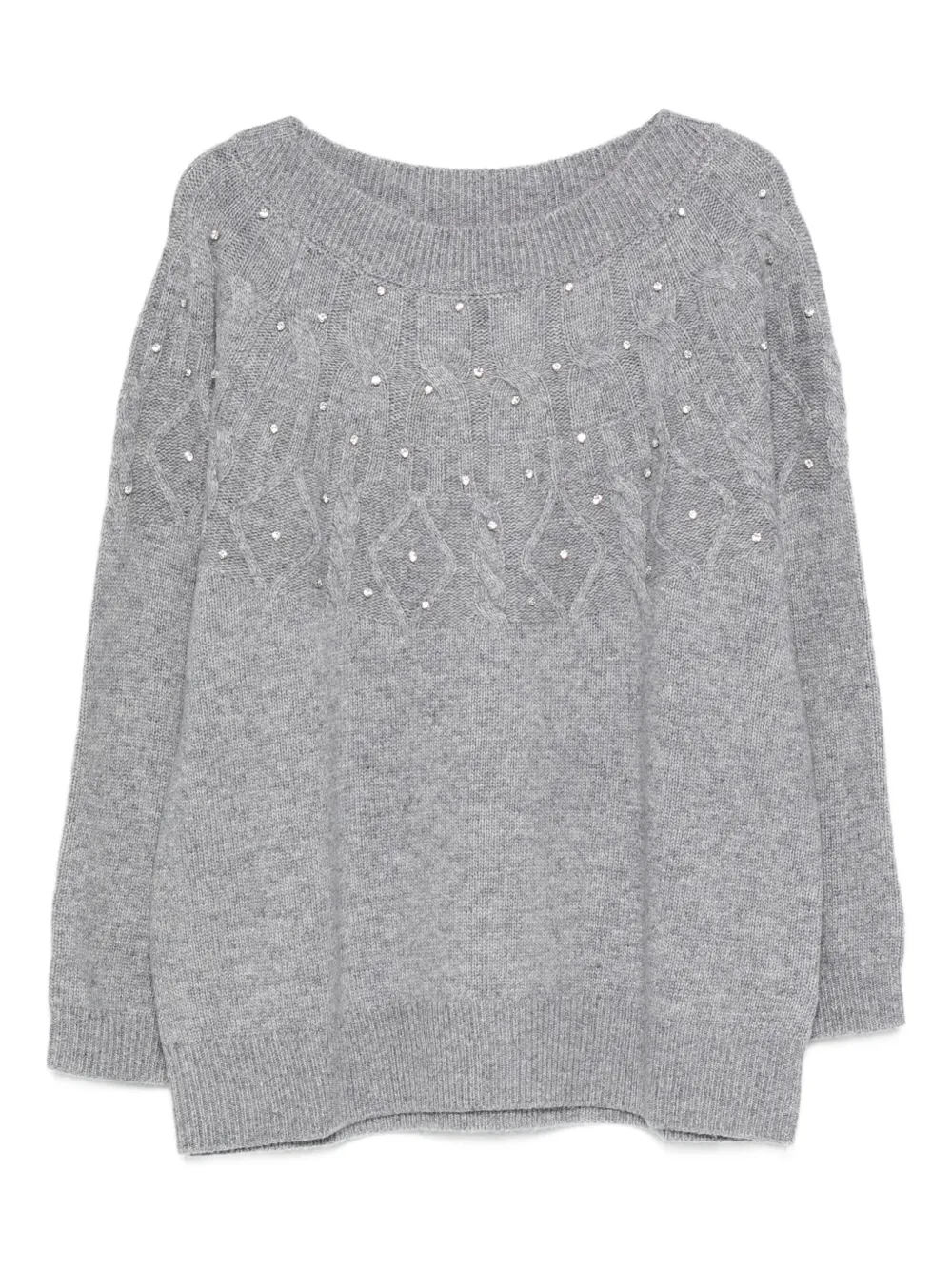 Marina Rinaldi Embellished Sweater In Gray