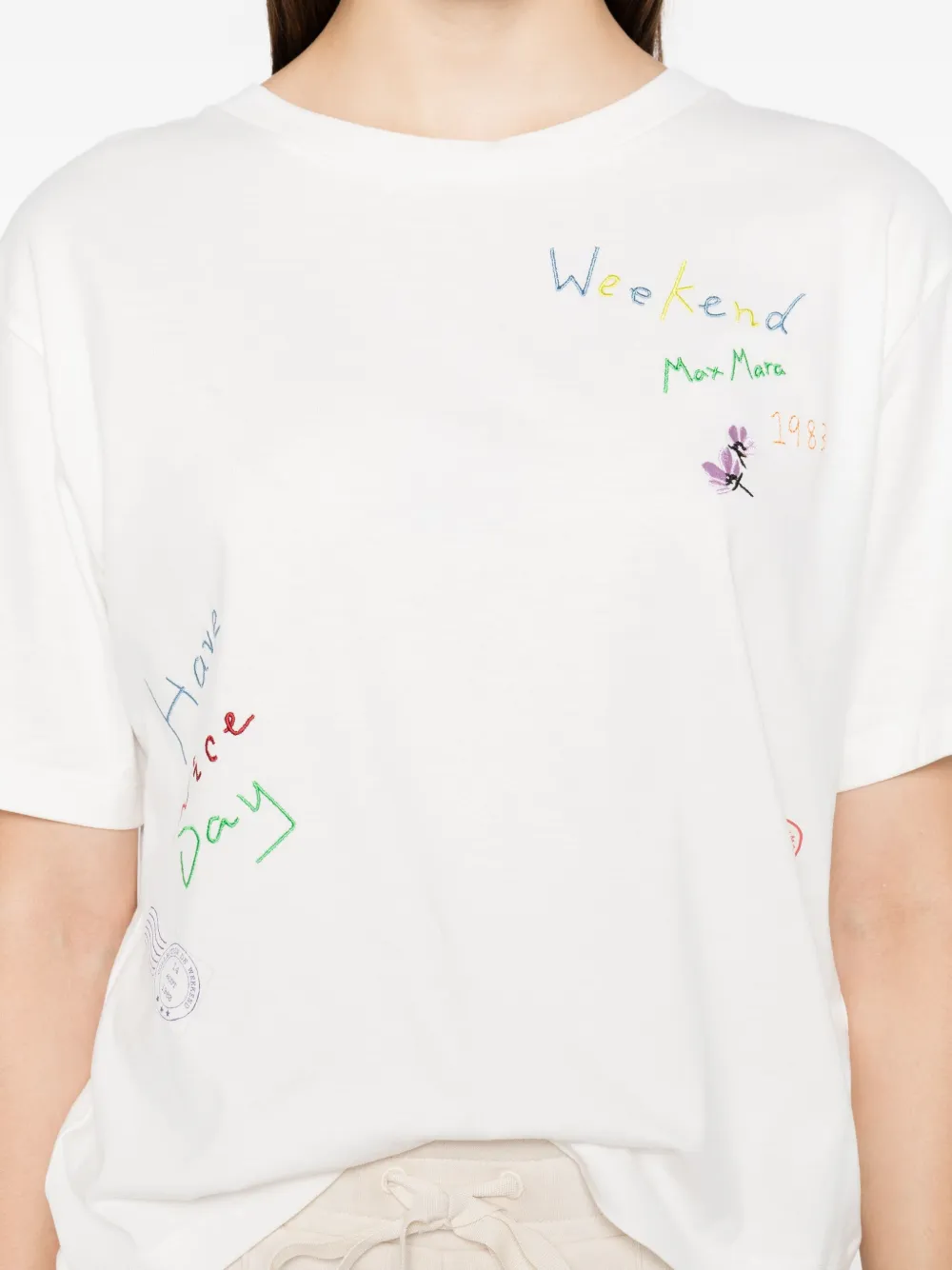 Weekend Max Mara T-shirt met borduurwerk Wit