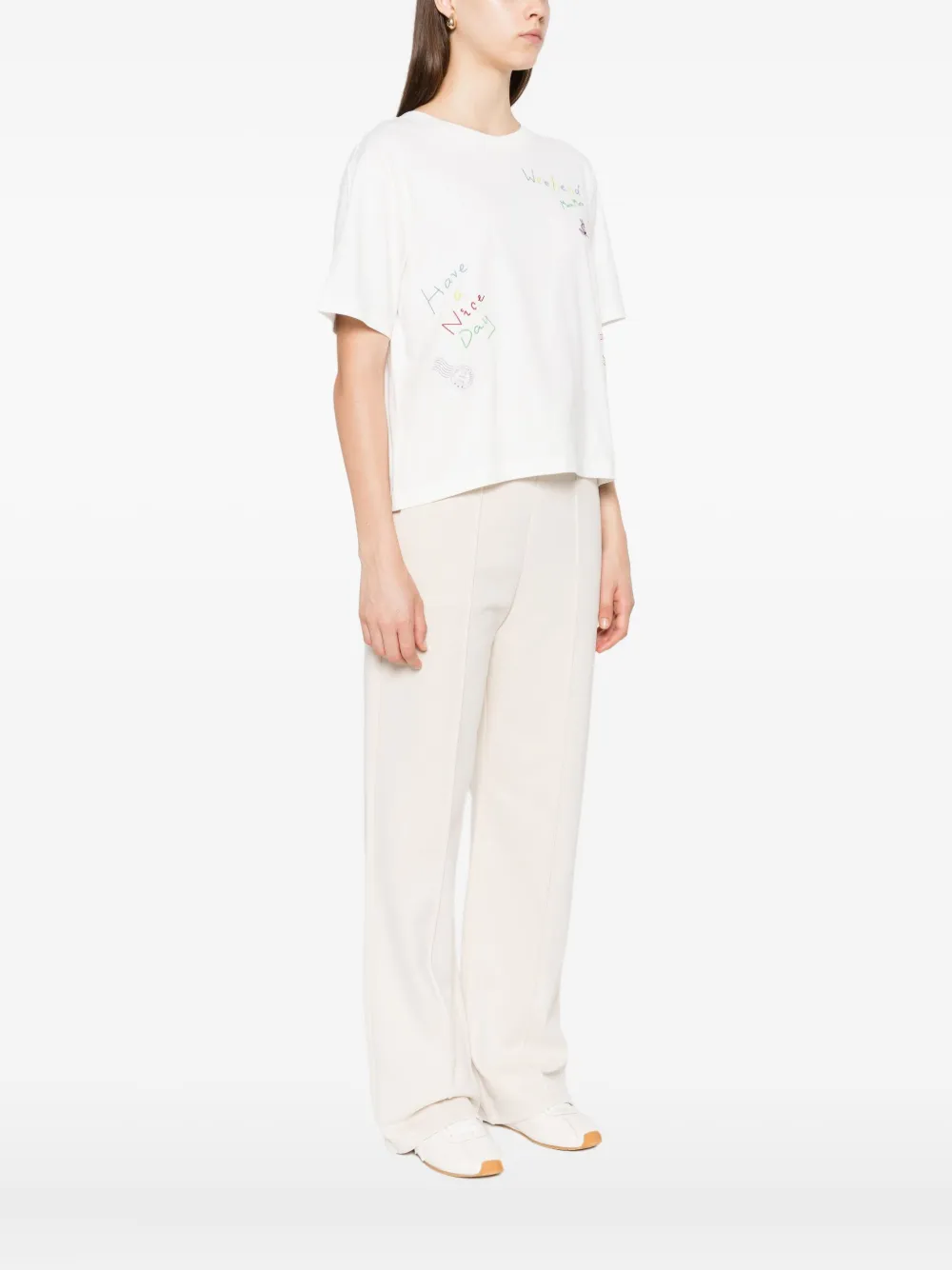 Weekend Max Mara T-shirt met borduurwerk Wit