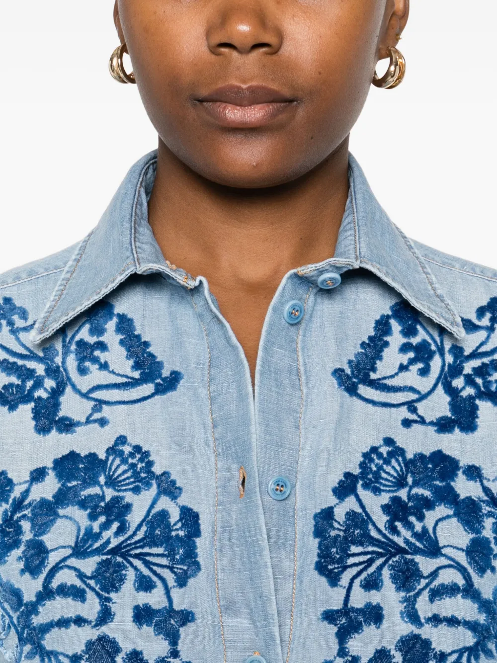 Ermanno Scervino Blouse met geborduurde bloemen Blauw