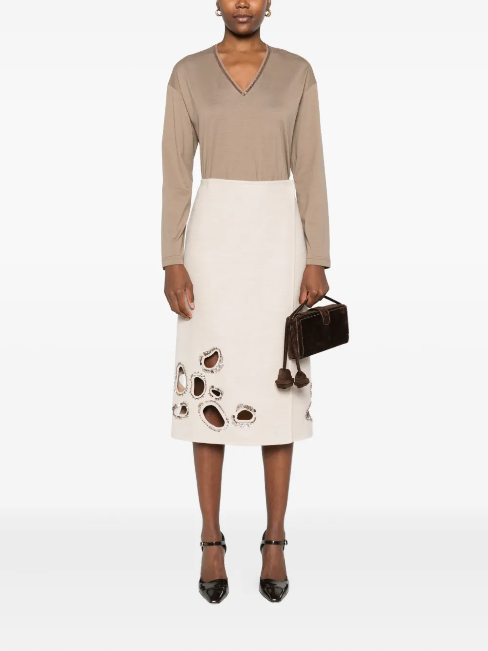 Fabiana Filippi embellished V-neck jersey top | Sweaters | Image 2
