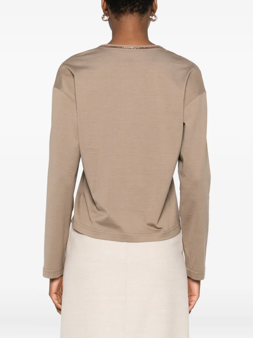 Fabiana Filippi Verfraaide jersey top met V-hals Beige