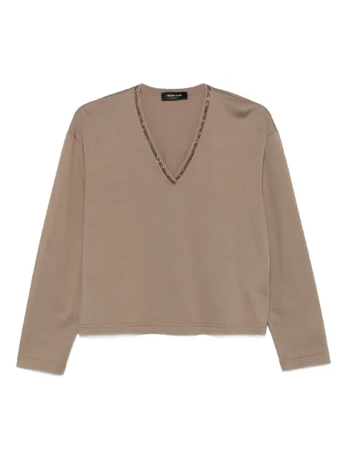 Fabiana Filippi embellished V-neck jersey top