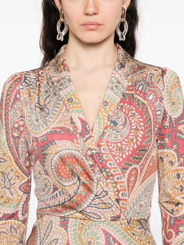knee length dresses for ladies Paisley Print Satin Midi Dress main image 1