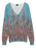 ETRO paisley-print V-neck top - Blue