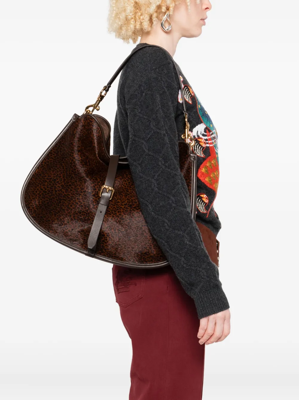 ETRO Medium schoudertas met luipaardprint Bruin