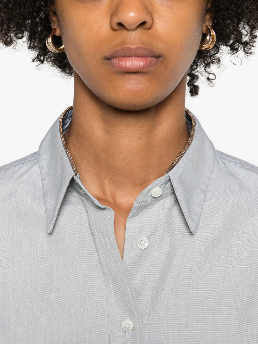 Brunello Cucinelli Button-down shirt met krijtstreep Grijs