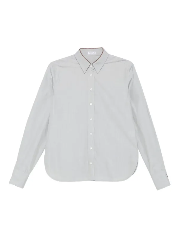 Brunello Cucinelli Button-down Pinstripe Shirt in Grey