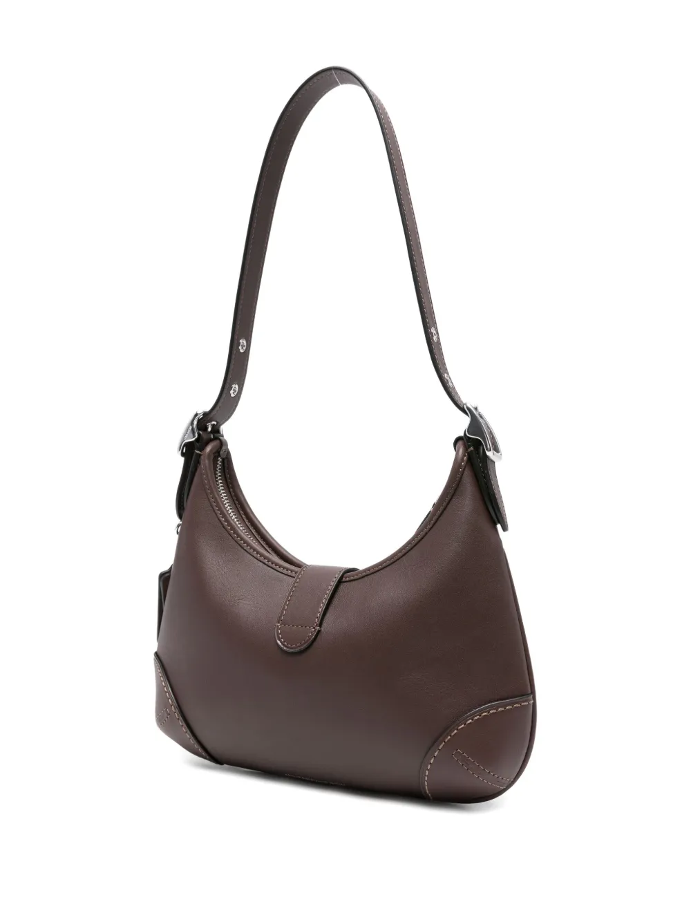 Coach Hamptons leren schoudertas met gespdetail Bruin