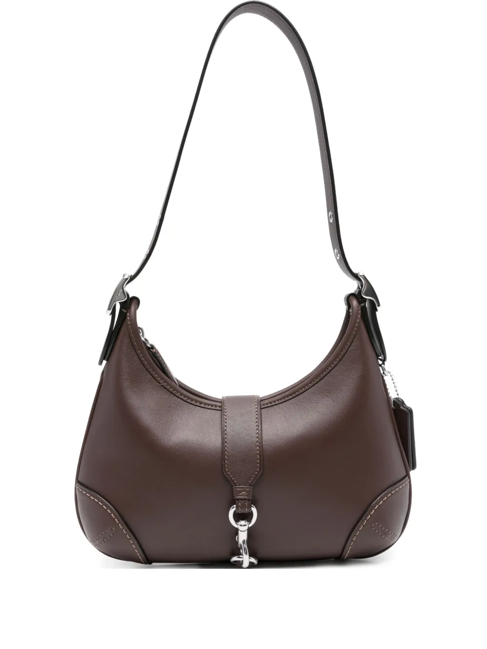 Coach Hamptons leren schoudertas met gespdetail Bruin
