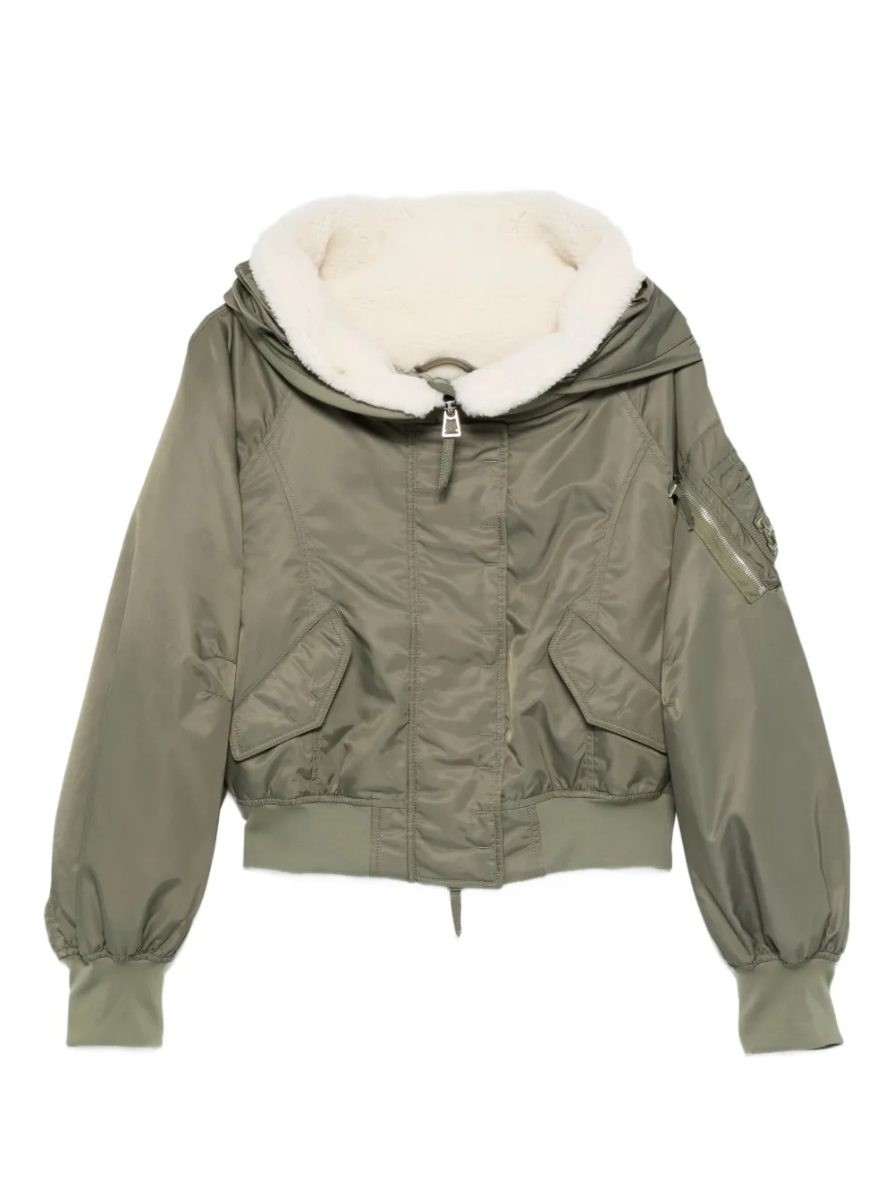 Ermanno Scervino シアリング フーデッドジャケット - グリーン Ermanno Scervino シアリング フーデッドジャケット - グリーン