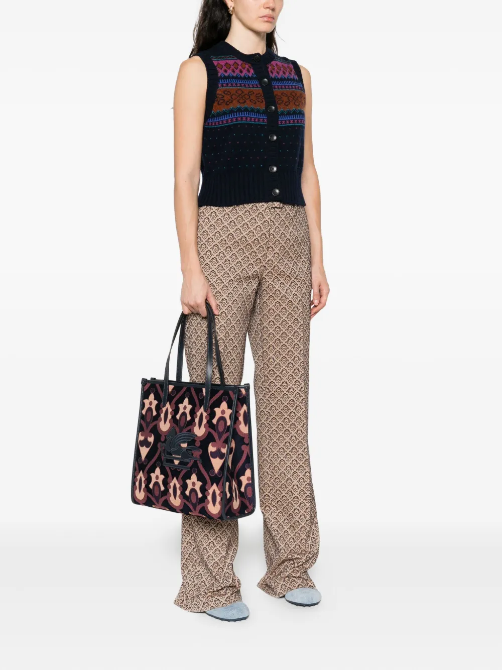 ETRO Shopper met Pegaso-patroon Blauw
