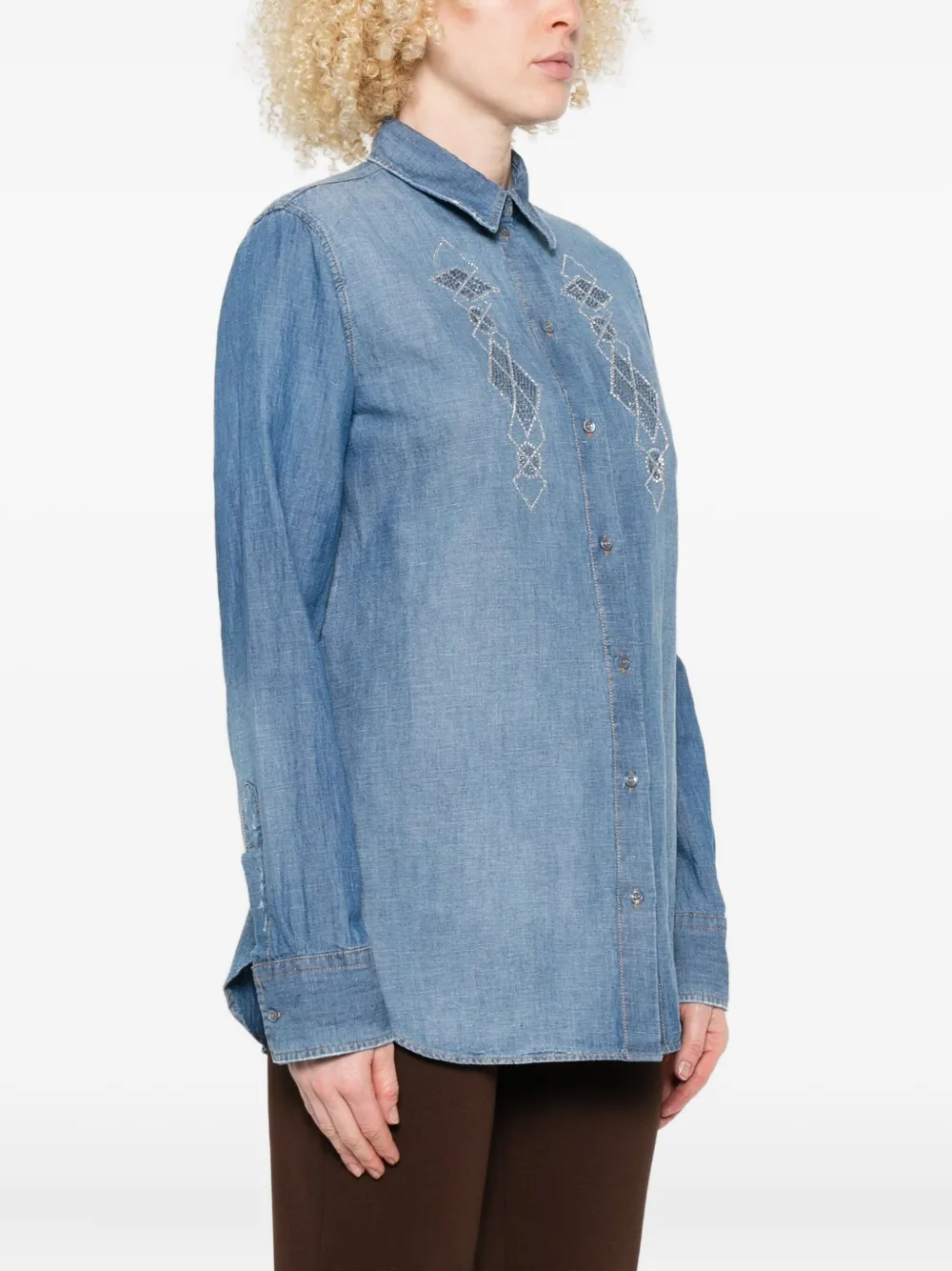 Ermanno Scervino Spijkershirt met borduurwerk Blauw