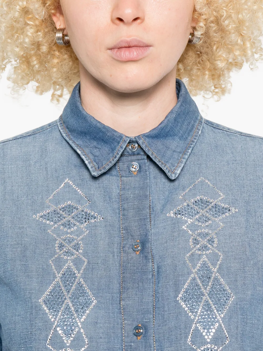 Ermanno Scervino Spijkershirt met borduurwerk Blauw