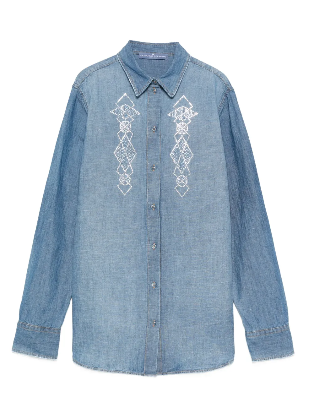 Ermanno Scervino Spijkershirt met borduurwerk Blauw