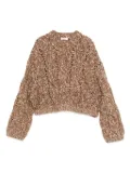 Brunello Cucinelli cable-knit balloon-sleeve sweater - Brown