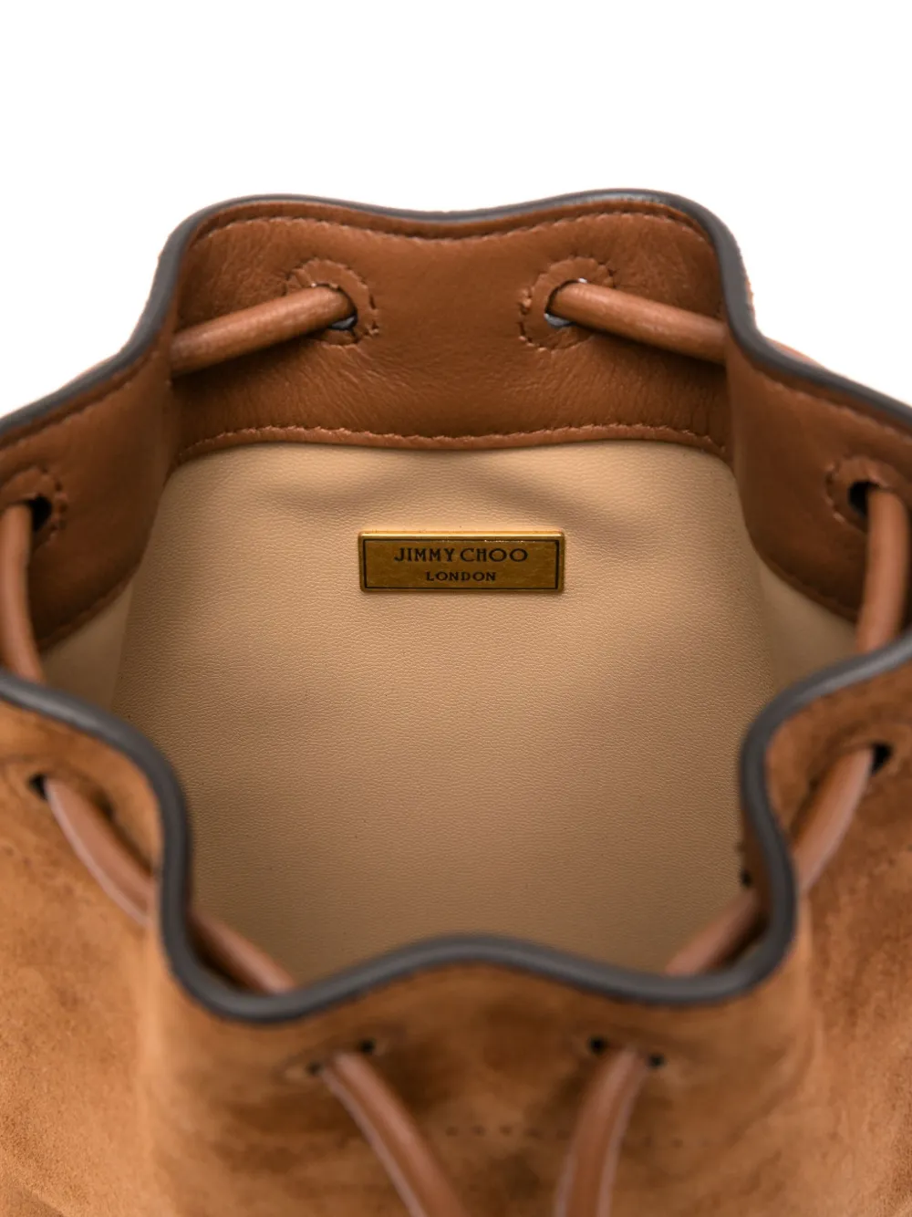 Jimmy Choo Cinch suède mini bucket-tas met trekkoord Bruin