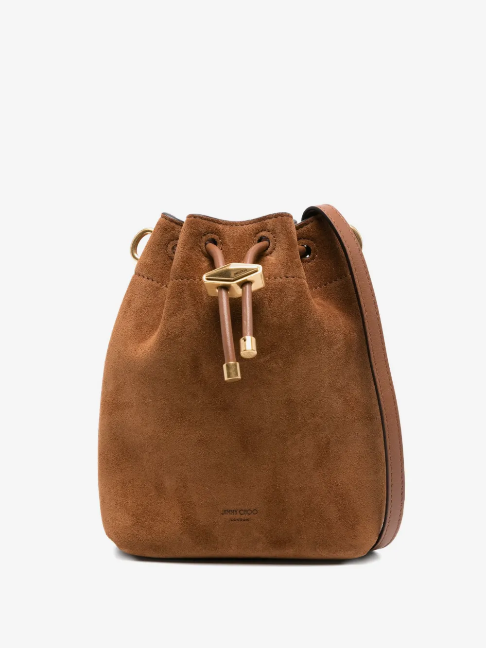 Cinch drawstring suede bucket mini bag