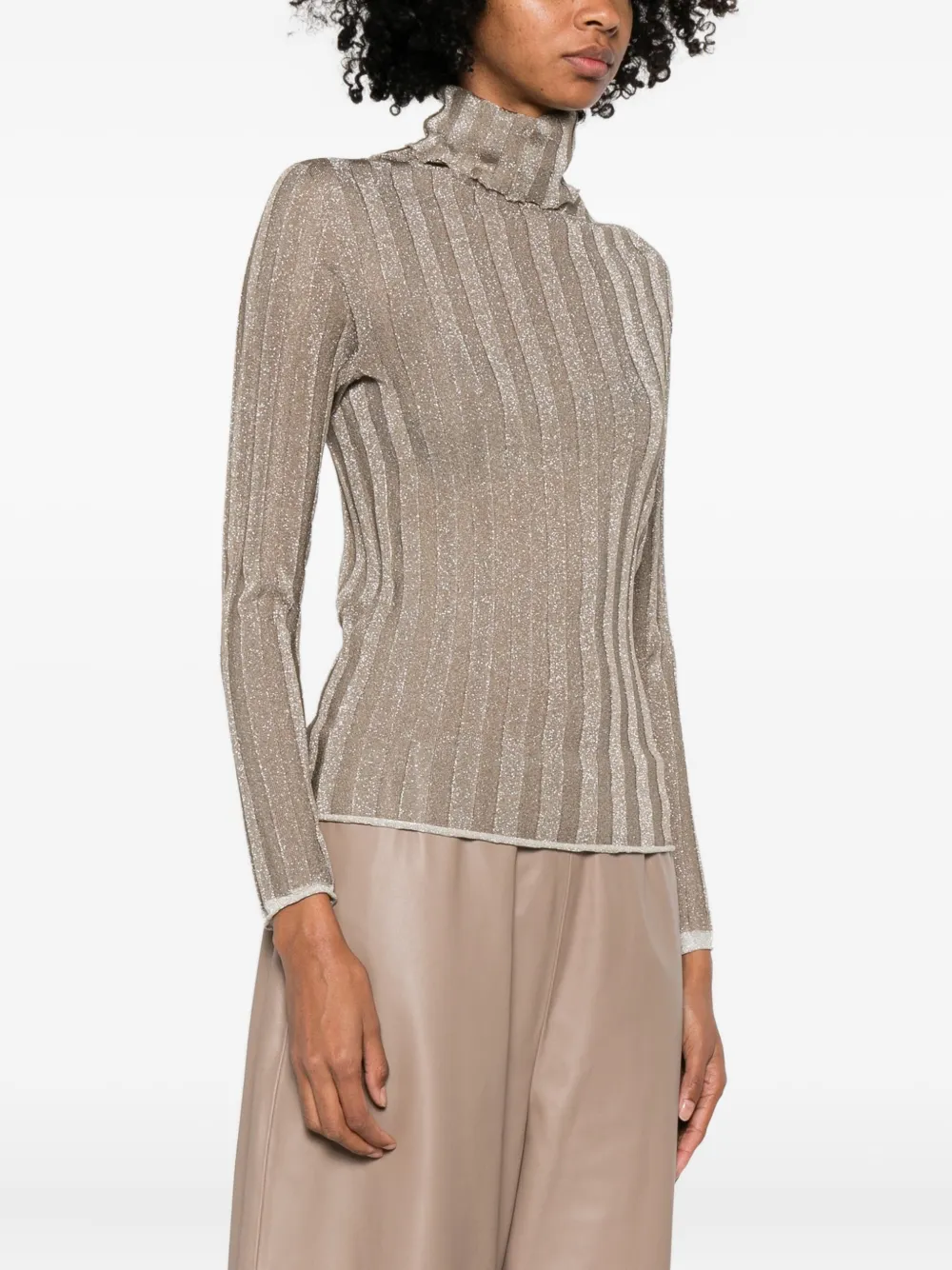 Fabiana Filippi Ribbed Roll-neck Sweater In Neutral