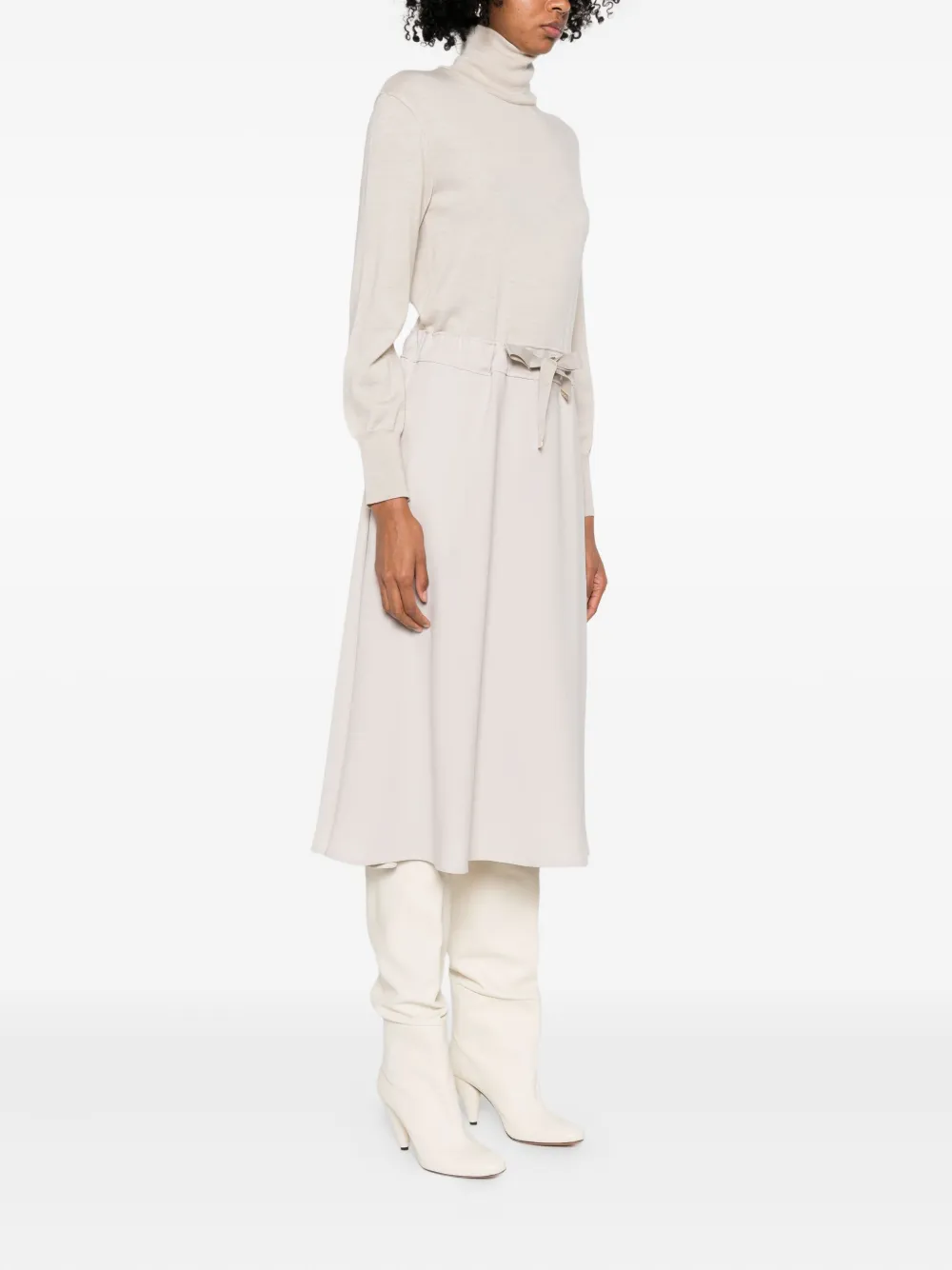 Herno Roll-neck Tie Dress In Neutral