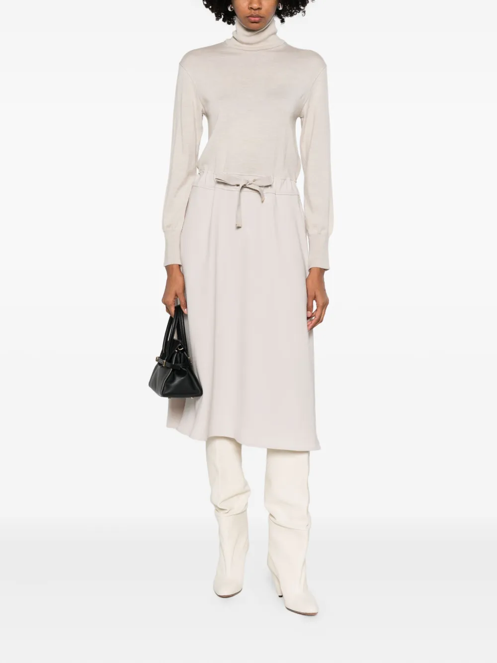 Herno roll-neck tie dress - Beige