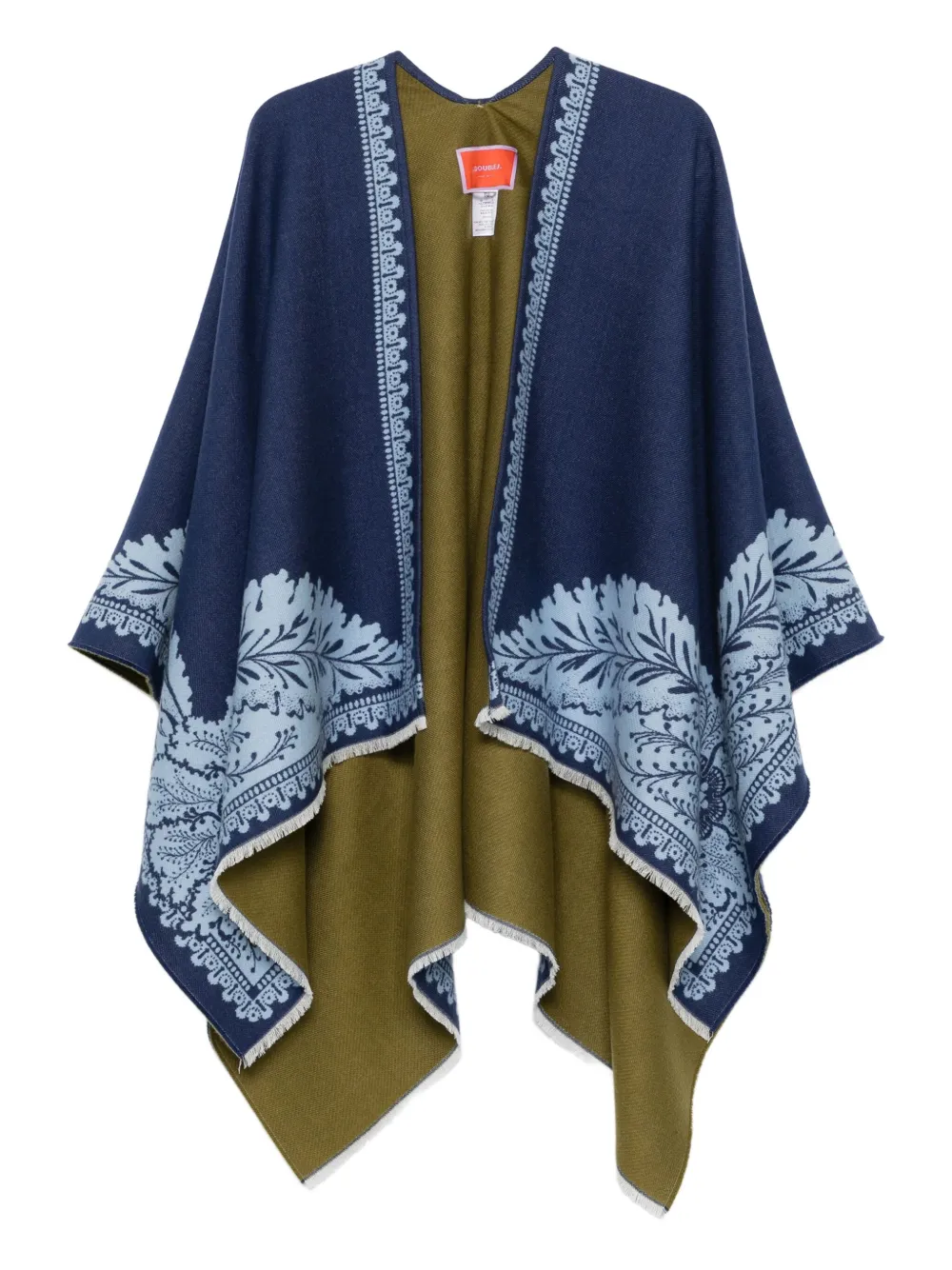 La DoubleJ paisley-print fringed poncho | Blue | Image 1