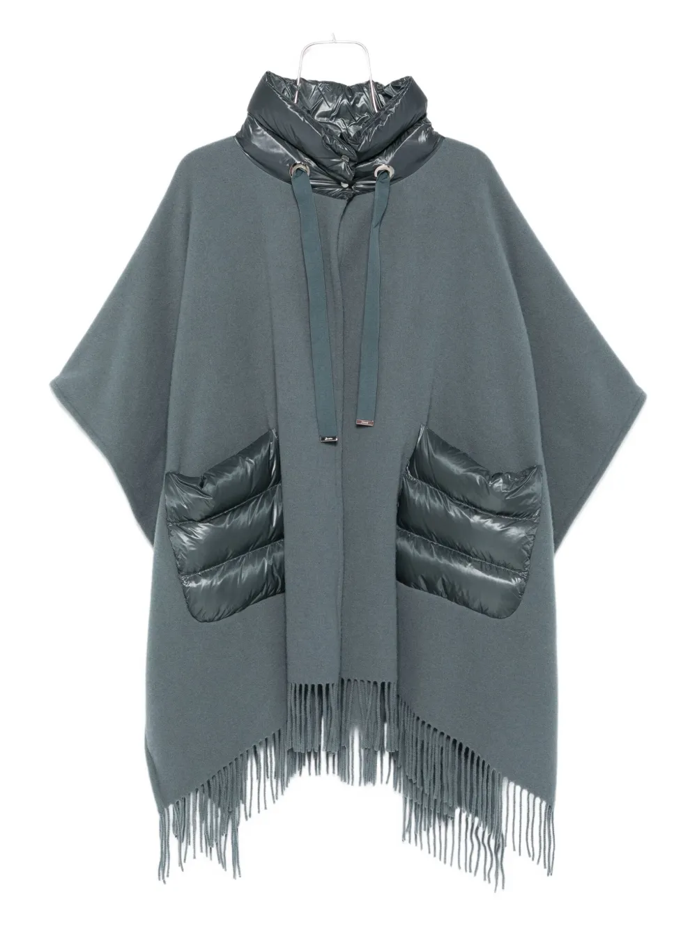 Herno quilted-pocket fringed poncho Blauw